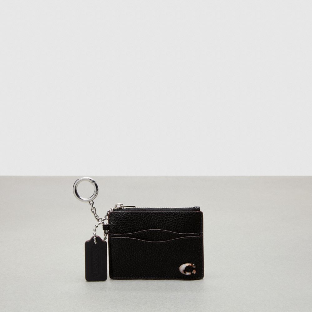 Coach Wavy Zip Card Case In Pebbled Coachtopia Leather With Key Ring Negras | COH865707