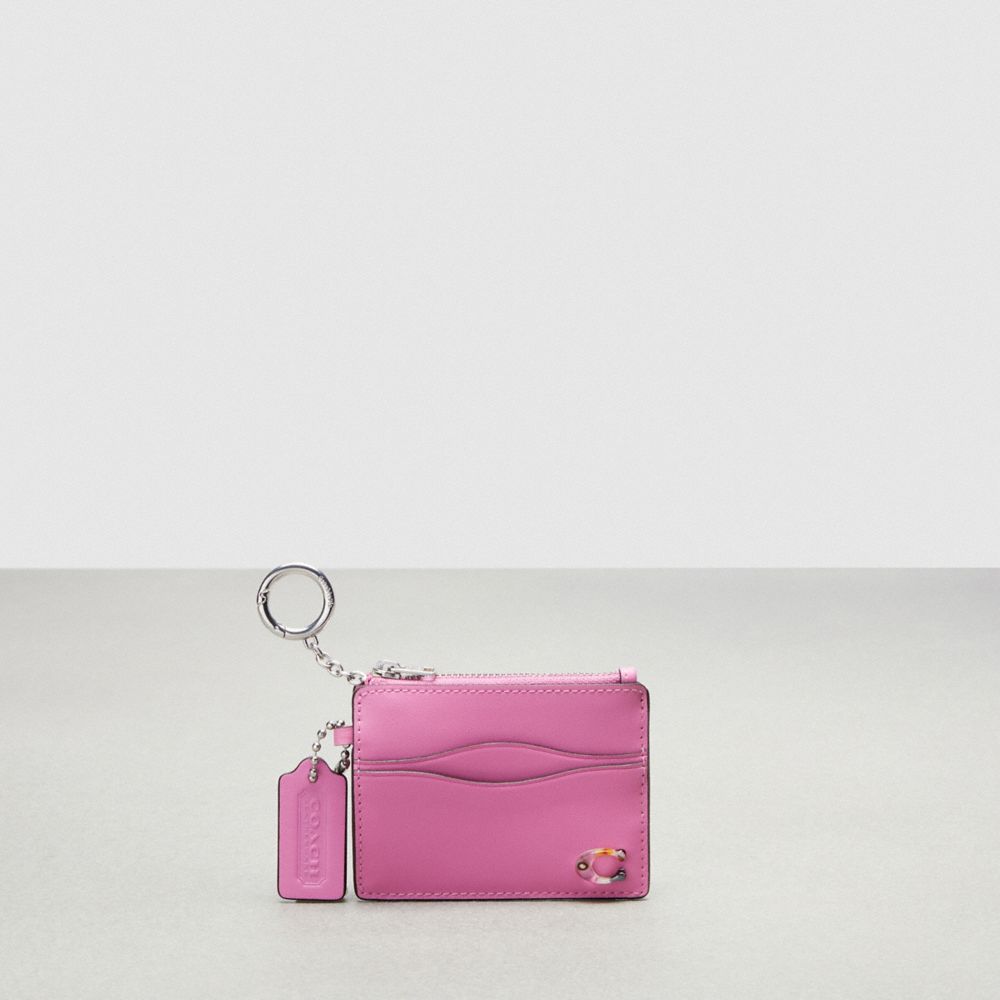 Coach Wavy Zip Card Case With Key Ring In Smooth Coachtopia Leather Rosas | COH865648