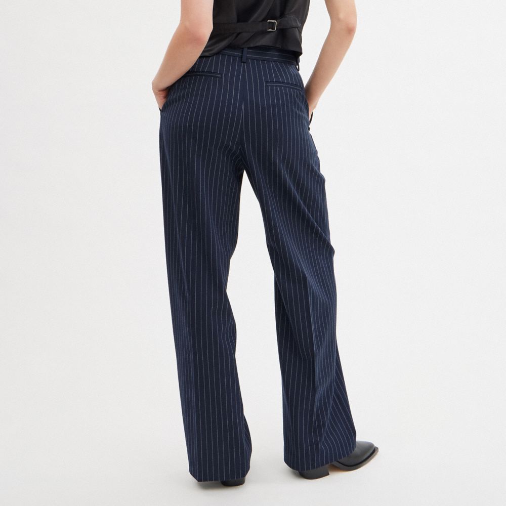 Coach Wide Leg Trousers Azul Marino Blancas | COH866033