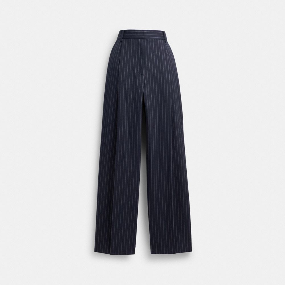 Coach Wide Leg Trousers Azul Marino Blancas | COH866033