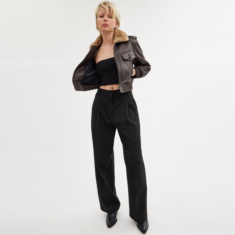 Coach Wide Leg Trousers Negras | COH866032