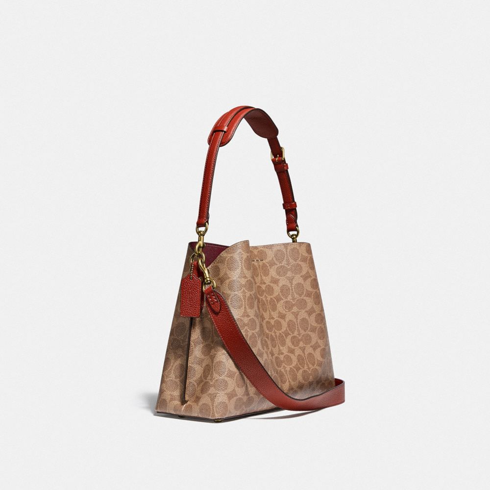 Coach Willow Shoulder Bag In Signature Canvas Marrones Rojas | COH864906