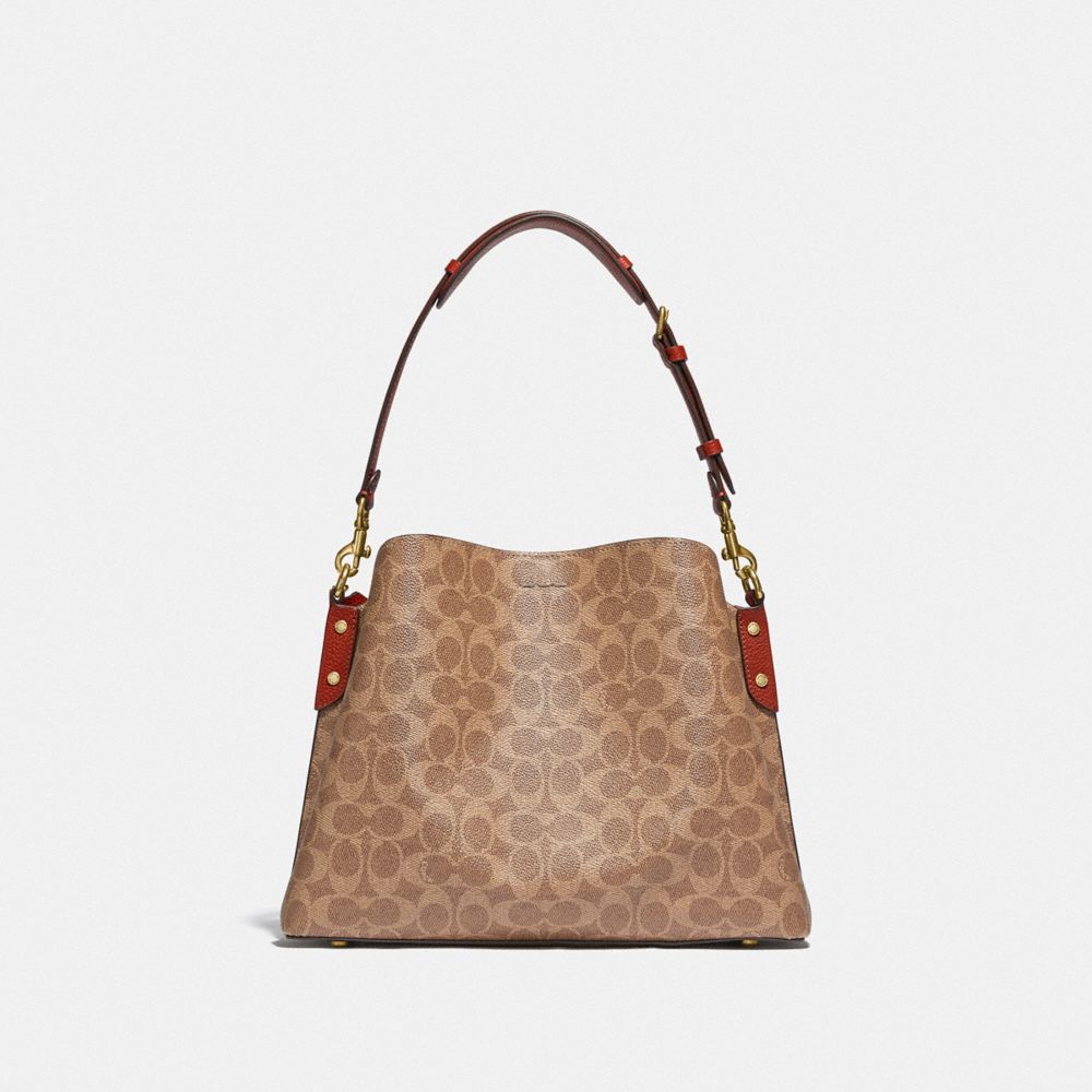 Coach Willow Shoulder Bag In Signature Canvas Marrones Rojas | COH864906