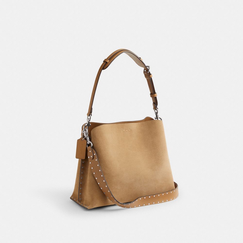 Coach Willow Shoulder Bag With Rivets Plateadas | COH864953