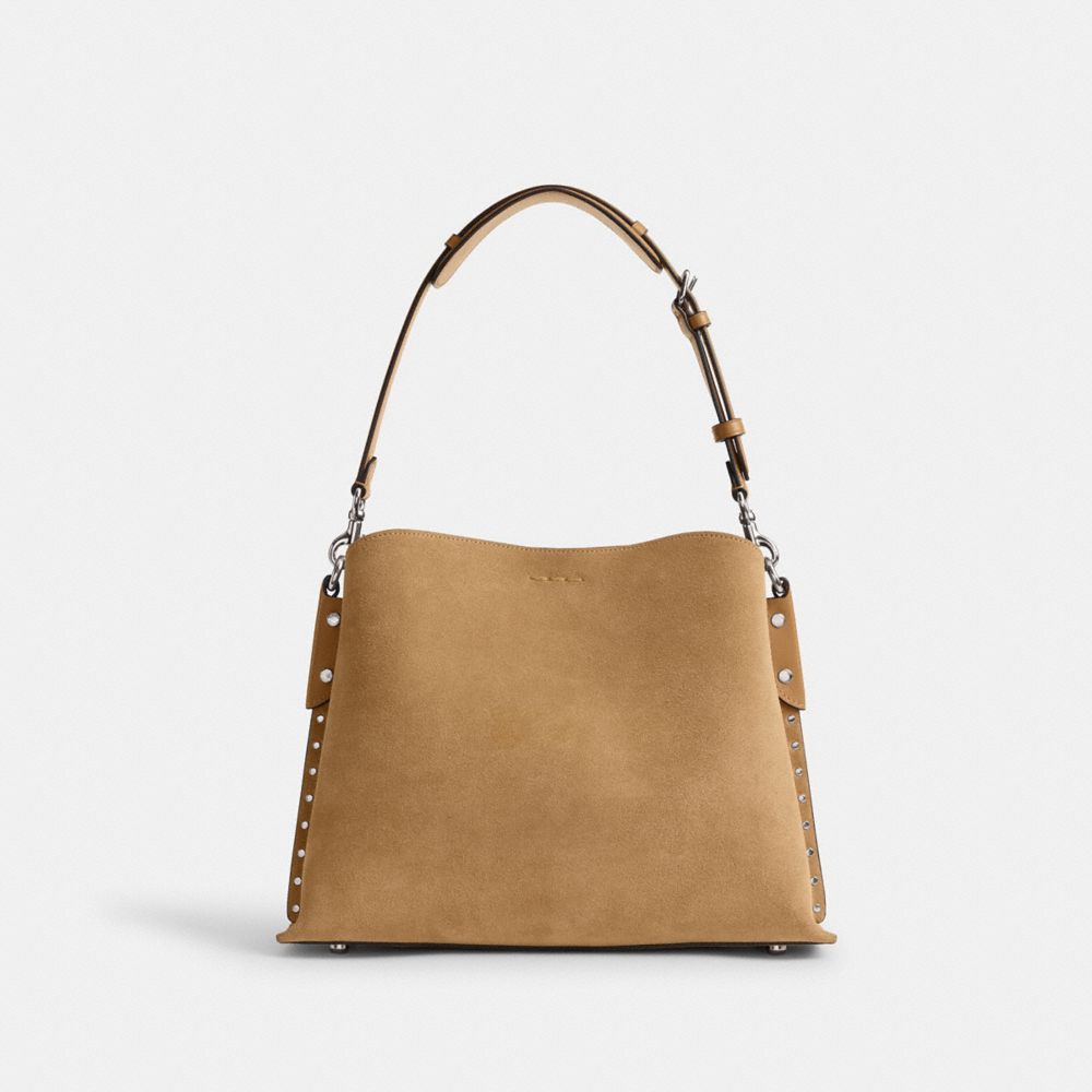 Coach Willow Shoulder Bag With Rivets Plateadas | COH864953