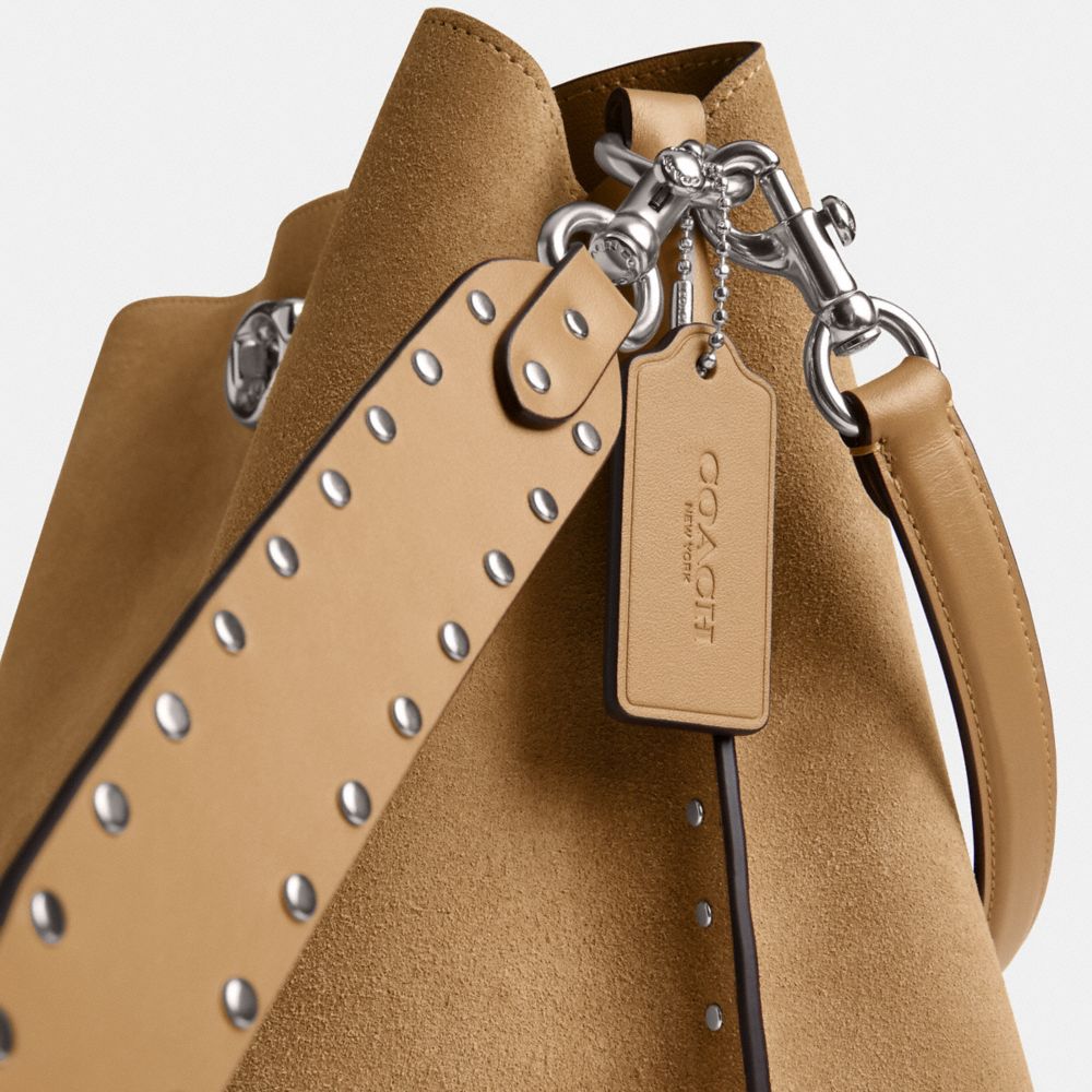 Coach Willow Shoulder Bag With Rivets Plateadas | COH864953