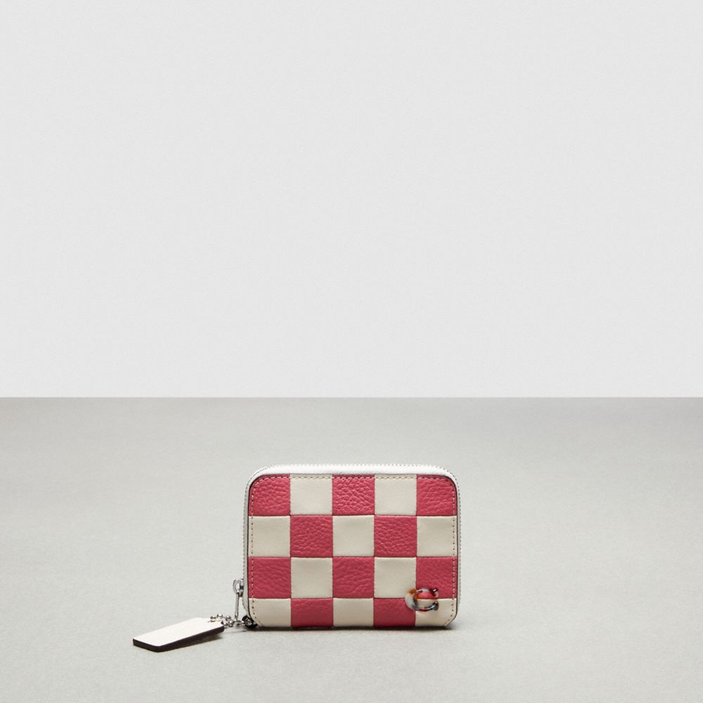 Coach Zip Around Wallet In Checkerboard Upcrafted Leather Rosas | COH865601