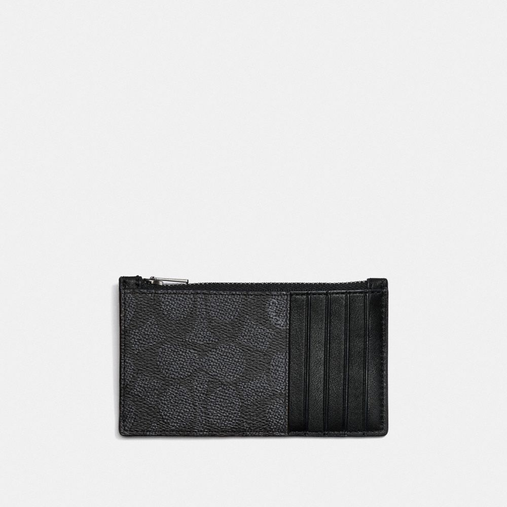 Coach Zip Card Case In Signature Canvas Gris | COH866776