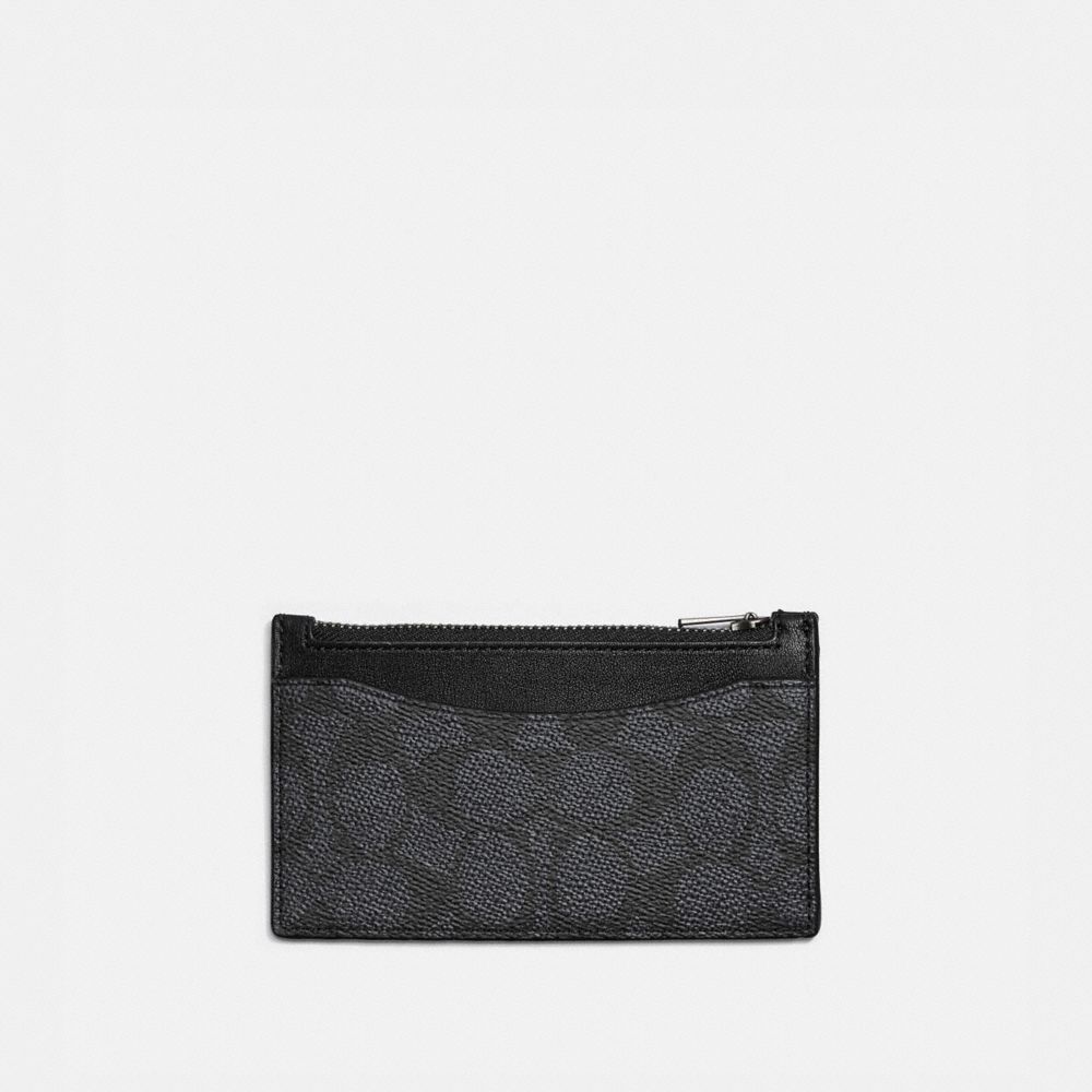 Coach Zip Card Case In Signature Canvas Gris | COH866776